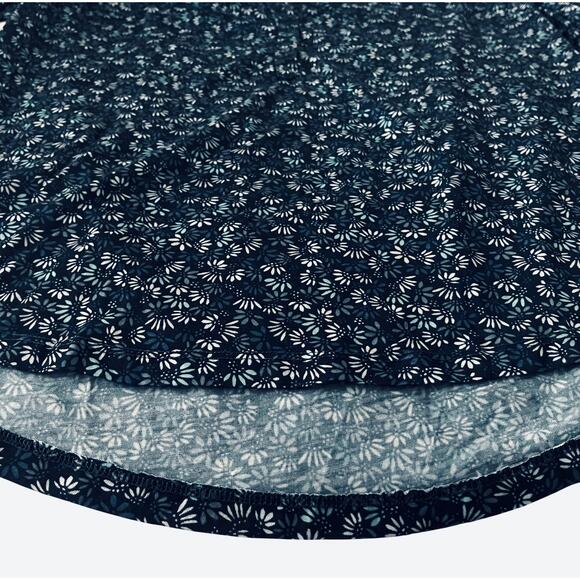 H & M LONG SLV PULL-OVER V-NECK BLOUSE, WOMENS, XS, NAVY GREEN FLORAL, HI-LOW - Picture 7 of 12